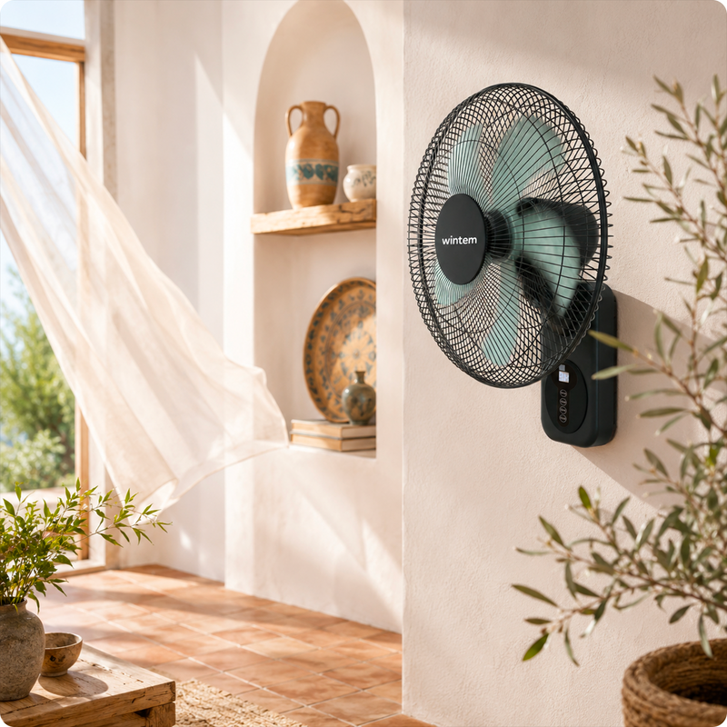 Barrow Ventilatore da Parete Nero 40cm 60W - 8 Velocità con Telecomando e Timer 9h - Oscillazione 120° e Inclinazione 30°