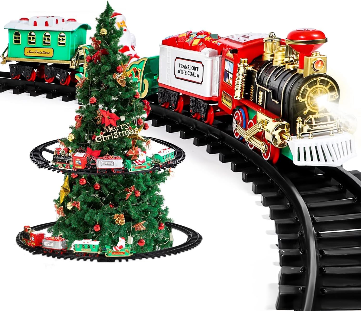 Trenino Elettrico Natalizio Animato Con Luci E Suoni per Albero di Natale