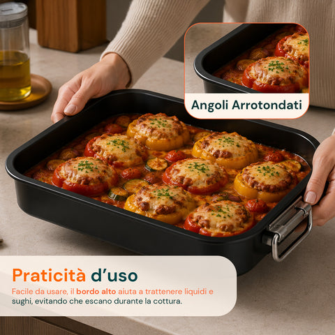 Set 4 Teglie Rettangolari per Forno Vulcano 20-25-30-35cm