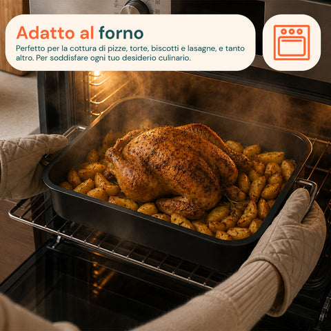 Set 4 Teglie Rettangolari per Forno Vulcano 20-25-30-35cm