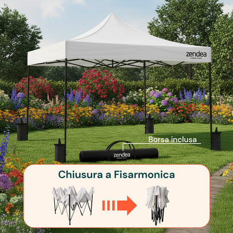 Gazebo Richiudibile 3x3 m Impermeabile con Borsa e Pesi Inclusi