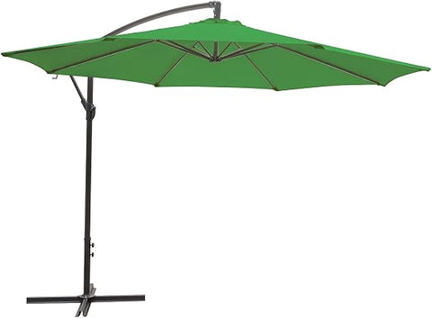Ombrellone Rotondo Ø3m Decentrato Braccio Laterale in Acciaio, Manovella, Poliestere 180gr Impermeabile UV per Giardino e Terrazzo