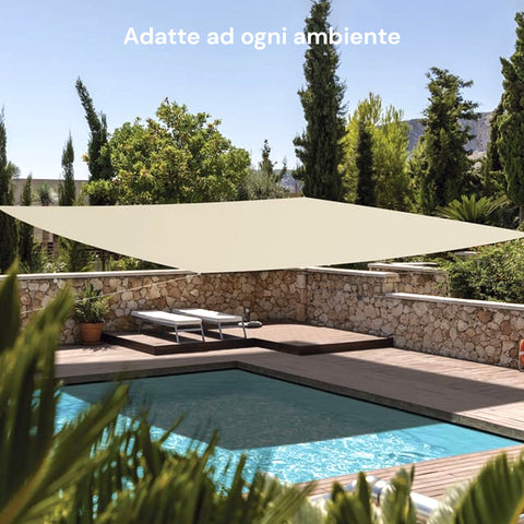 Vela Ombreggiante Quadrata Beige Idrorepellente con Protezione UV per Esterni