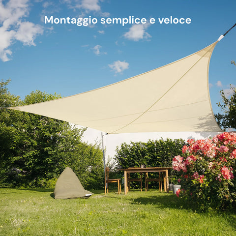 Vela Ombreggiante Quadrata Beige Idrorepellente con Protezione UV per Esterni