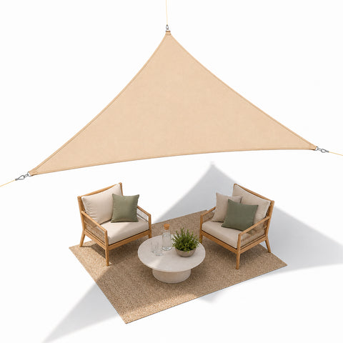 Vela Ombreggiante Triangolare Beige Idrorepellente con Protezione UV per Esterni