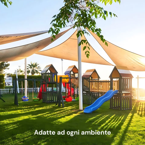 Vela Ombreggiante Triangolare Beige Idrorepellente con Protezione UV per Esterni
