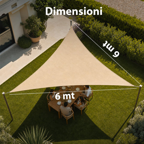 Vela Ombreggiante Triangolare Beige Idrorepellente con Protezione UV per Esterni