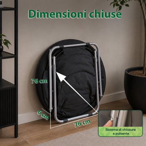 Poltrona Imbottita Pieghevole in Acciaio e Tessuto Oxford - Dimensioni 80x36x80cm