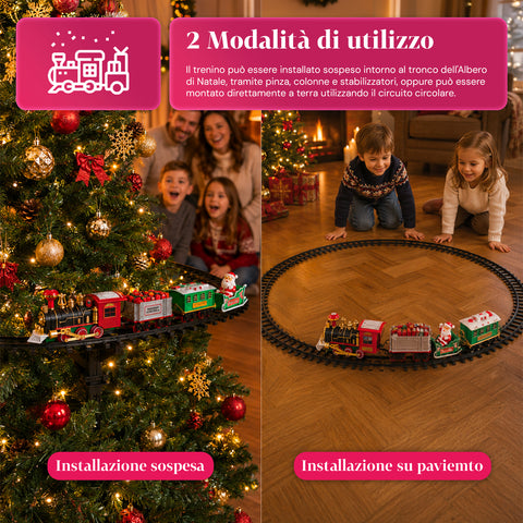 Trenino Elettrico Natalizio Animato Con Luci E Suoni per Albero di Natale