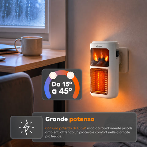 Stufetta Elettrica da Parete 400W con Design Compatto e Temperatura Regolabile