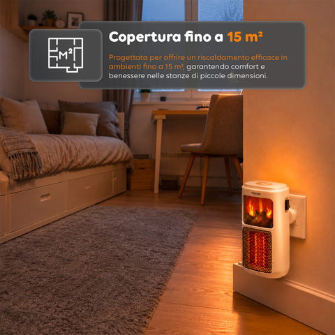 Stufetta Elettrica da Parete 400W con Design Compatto e Temperatura Regolabile