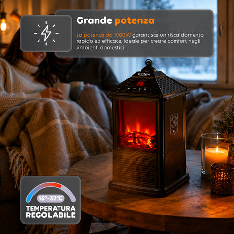 Caminetto Elettrico da Tavolo EIRA 1000W con Telecomando