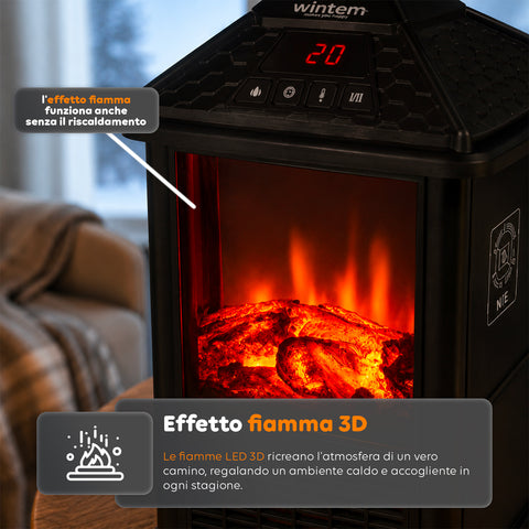 Caminetto Elettrico da Tavolo EIRA 1000W con Telecomando