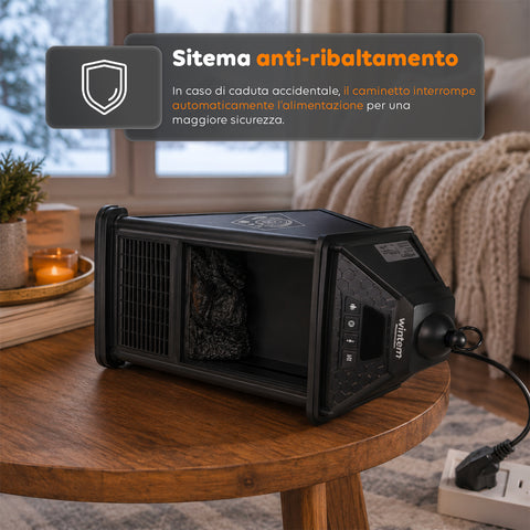 Caminetto Elettrico da Tavolo EIRA 1000W con Telecomando
