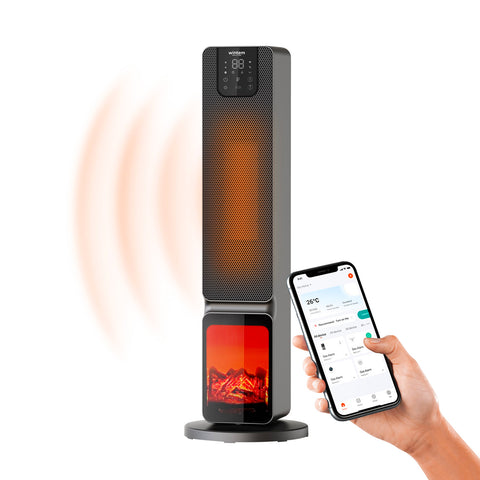 Stufa Elettrica Smart 2000W con APP Tuya, LED Display, Funzione ECO e Timer