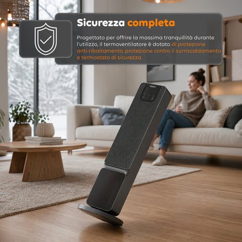Stufa Elettrica Smart 2000W con APP Tuya, LED Display, Funzione ECO e Timer