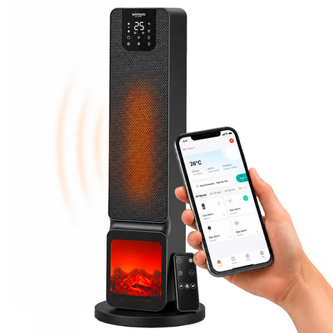 Stufa Elettrica Smart 2000W con APP Tuya, LED Display, Funzione ECO e Timer