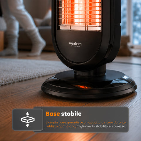 Stufa Elettrica Flare Oscillante con Tecnologia al Carbonio e Antiribaltamento