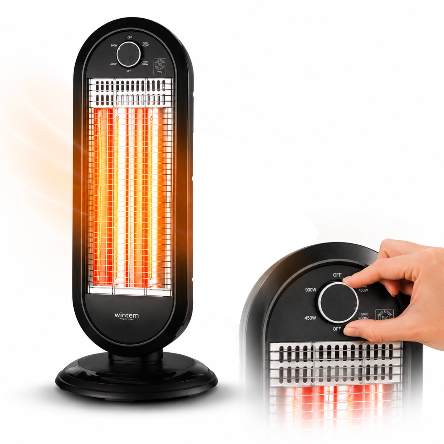 Stufa Elettrica Flare Oscillante con Tecnologia al Carbonio e Antiribaltamento