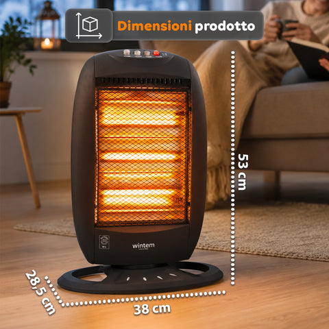 Tuck Stufa Alogena 1200W – 3 Elementi e Oscillazione Automatica