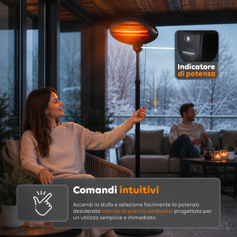 Stufa da Esterno Ignis 2000W Regolabile in Altezza e 3 Livelli di Riscaldamento