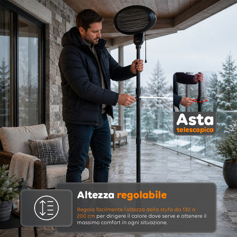 Stufa da Esterno Ignis 2000W Regolabile in Altezza e 3 Livelli di Riscaldamento