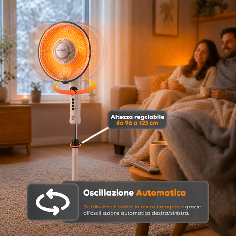 Stufa a Parabola Flux 1100W al Carbonio con Telecomando e Timer