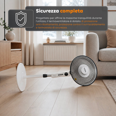 Stufa a Parabola Flux 1100W al Carbonio con Telecomando e Timer