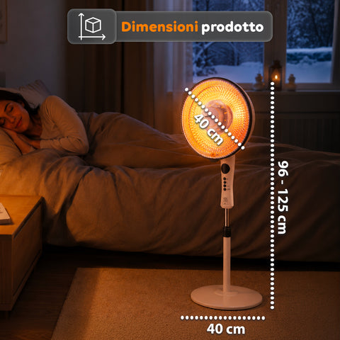 Stufa a Parabola Flux 1100W al Carbonio con Telecomando e Timer
