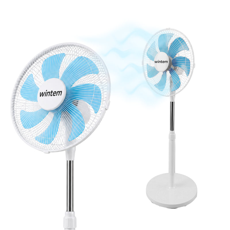 Ventilatore a Piantana 40W con  7 Pale in PP, 3 Velocità, Altezza Regolabile 80-100cm – Oscillazione Orizzontale 60° e Inclinazione 45°