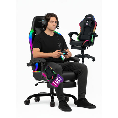 Sedia Gaming Reclinabile con Poggiapiedi Estraibile ,Cuscino Lombare e Poggiatesta