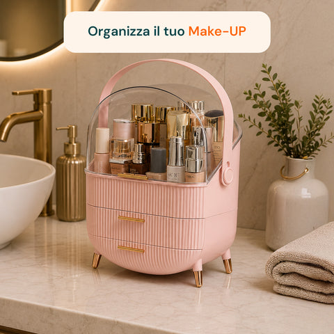 Porta Trucco Impermeabile con Maniglia Rotante e 3 Scomparti in Diverse Colorazioni