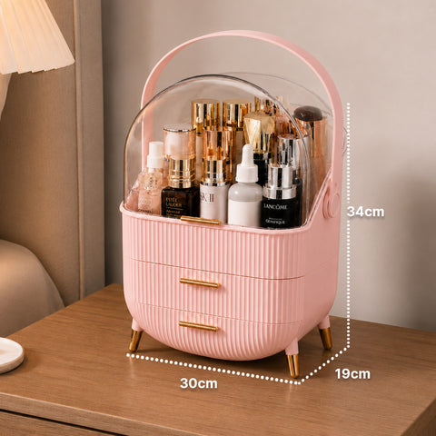Porta Trucco Impermeabile con Maniglia Rotante e 3 Scomparti in Diverse Colorazioni