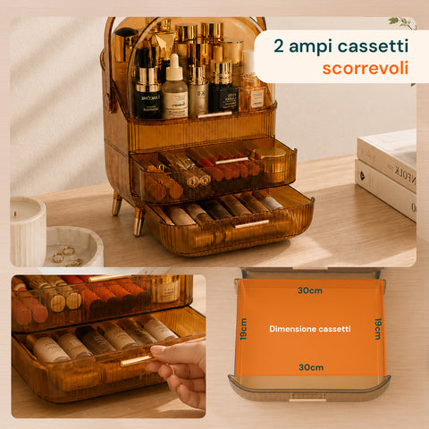 Porta Trucco Impermeabile con Maniglia Rotante e 3 Scomparti in Diverse Colorazioni