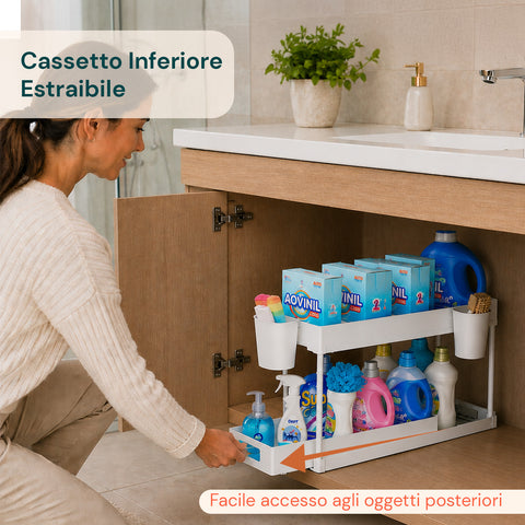 Organizer Multiuso 40x21,5x37cm con Ripiani e Accessori Inclusi