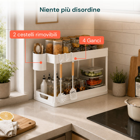 Organizer Multiuso 40x21,5x37cm con Ripiani e Accessori Inclusi