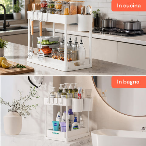 Organizer Multiuso 40x21,5x37cm con Ripiani e Accessori Inclusi