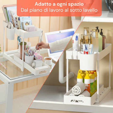 Organizer Multiuso 40x21,5x37cm con Ripiani e Accessori Inclusi