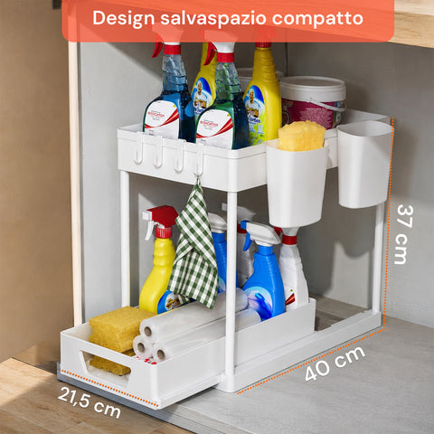 Organizer Multiuso 40x21,5x37cm con Ripiani e Accessori Inclusi