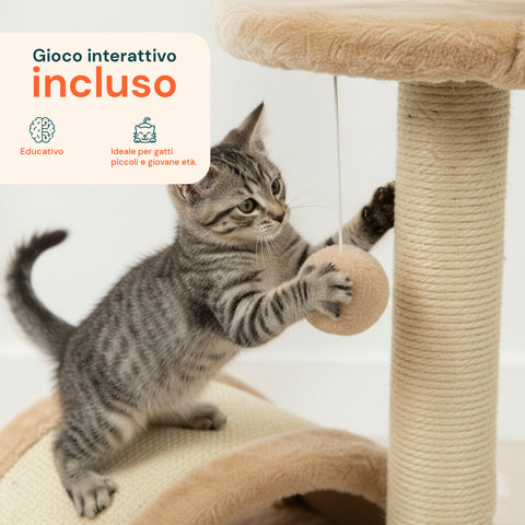 Tiragraffi per Gatti 50 cm con Arco in Sisal e Gioco Pendente