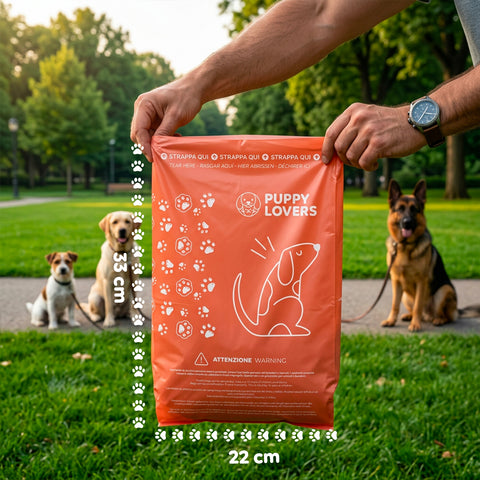 600 Sacchetti per Cani Biodegradabili per Bisogni – Formato Scorta 500+100 Omaggio – 40 Rotoli da 15 Sacchetti – Dimensioni 22x33cm Spessore  0,01 mm