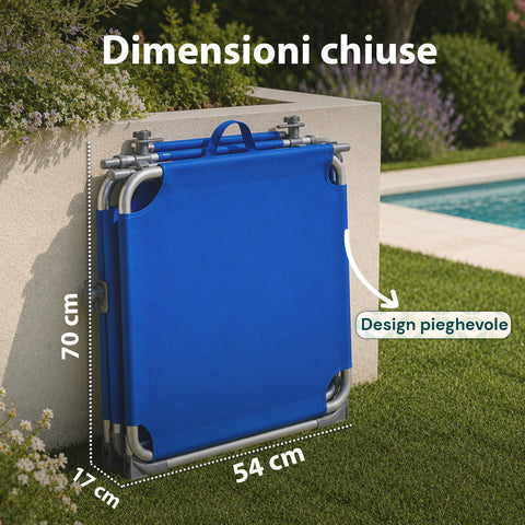 Lettino Prendisole Pieghevole in Tessuto Oxford – Rinforzi in Alluminio, Parasole Girevole 360° e Schienale Reclinabile 0-60° – Portata 100kg