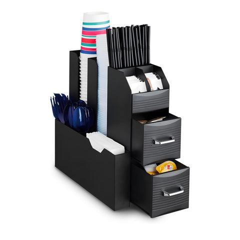 Organizer Porta Capsule Porta Cialde 9 Scomparti e 2 Cassetti Multiuso Nero