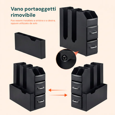 Organizer Porta Capsule Porta Cialde 9 Scomparti e 2 Cassetti Multiuso Nero