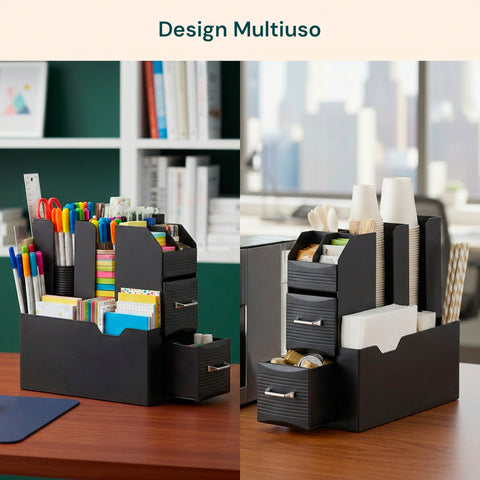 Organizer Porta Capsule Porta Cialde 9 Scomparti e 2 Cassetti Multiuso Nero