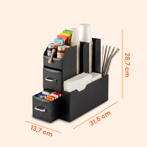 Organizer Porta Capsule Porta Cialde 9 Scomparti e 2 Cassetti Multiuso Nero