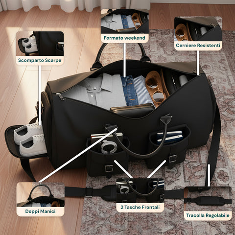 Borsa da Viaggio Oxford Impermeabile con Scomparto Scarpe e Multitasche