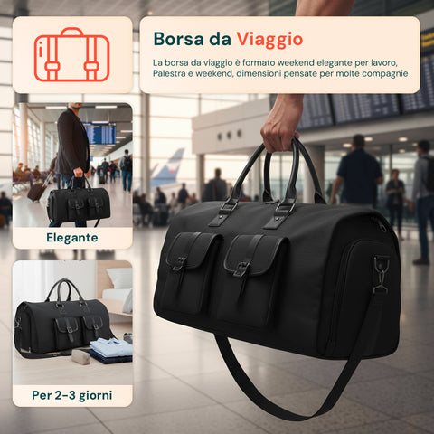 Borsa da Viaggio Oxford Impermeabile con Scomparto Scarpe e Multitasche