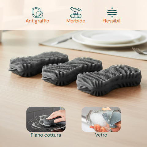 Set Silicone Cucina 5 Pezzi – Tappetino Lavello e Spugne Ultra-Assorbenti