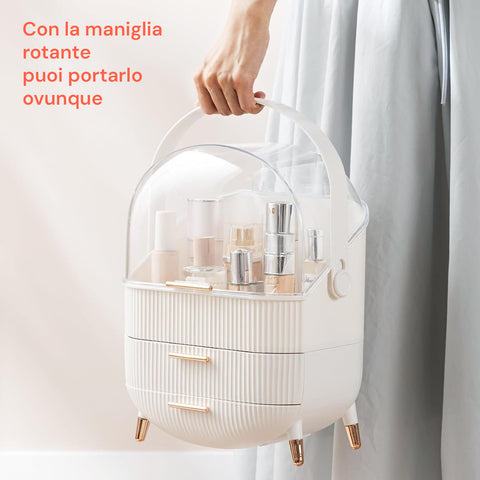 Porta Trucco Impermeabile con Maniglia Rotante e 3 Scomparti in Diverse Colorazioni
